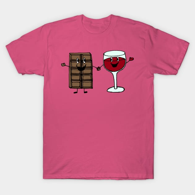 Chocolate and Wine BFFs T-Shirt by bethcentral